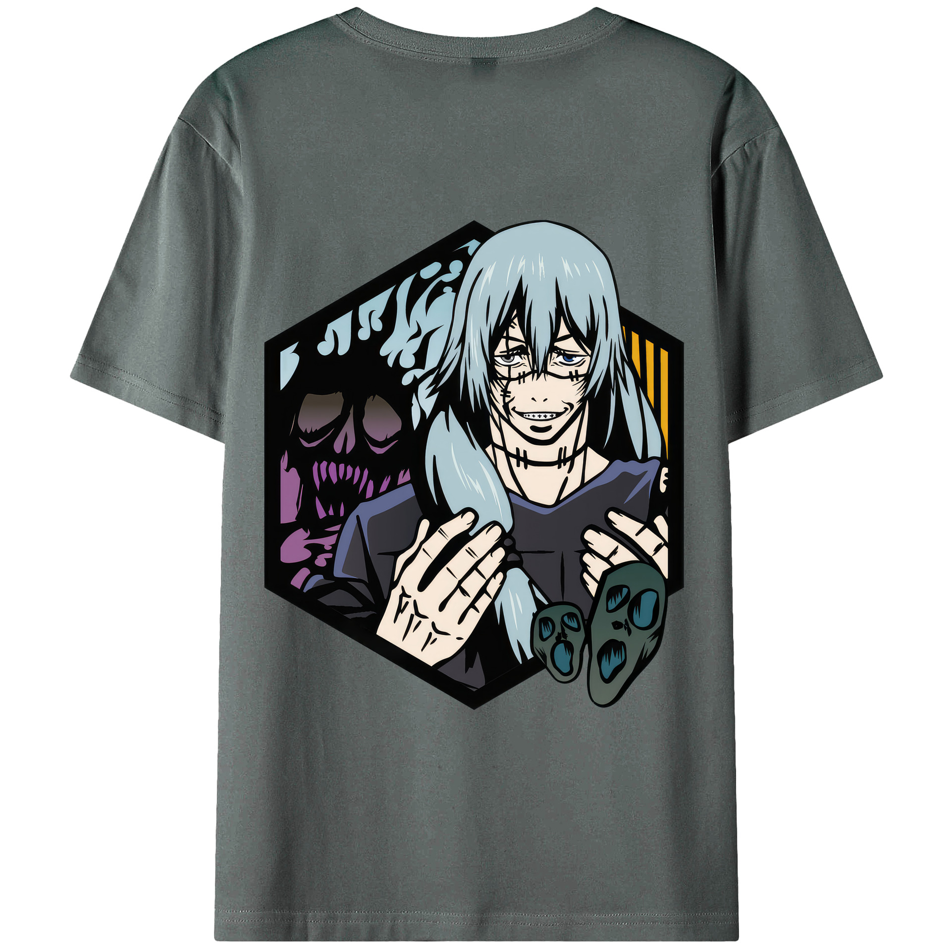 （画像用） 呪術廻戦 Jujutsu Kaisen 綿100％ メンズ半袖Tシャツ（バックプリント） 通気性